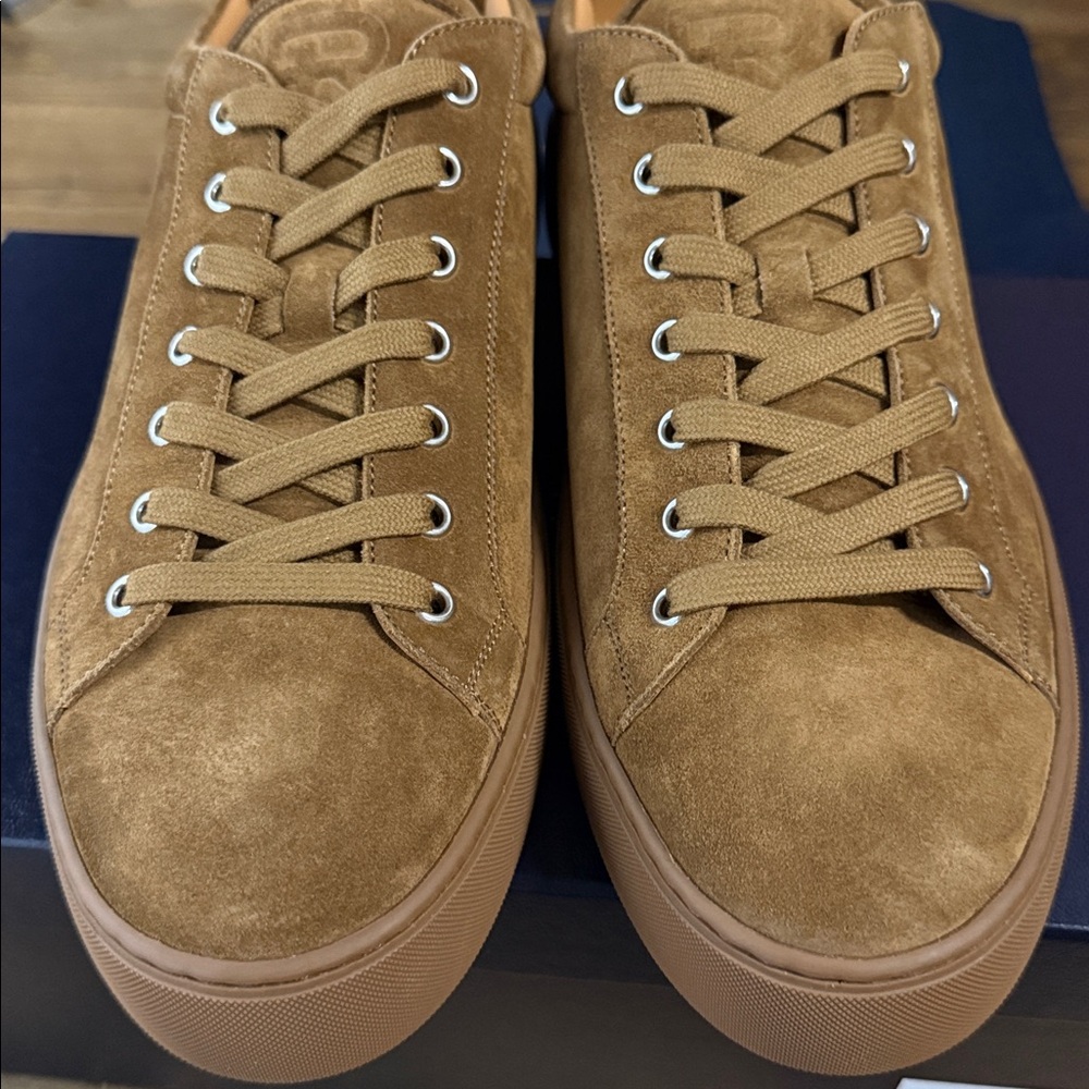 Ralph Lauren Purple Label Men's Severn Calf Suede LowTop Sneakers Cacao NEW $895 - Picture 4 of 16